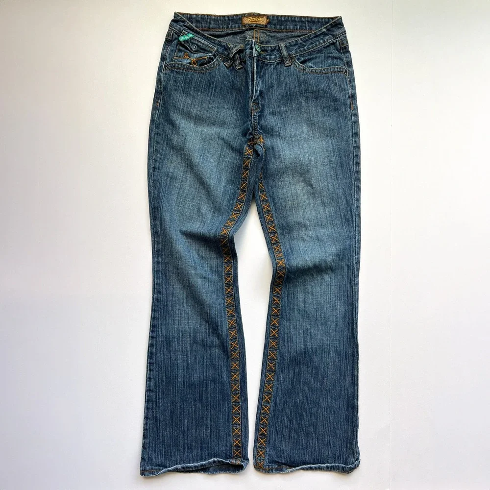 Luxurie Western Embellished Jeans with Turquoise Buttons